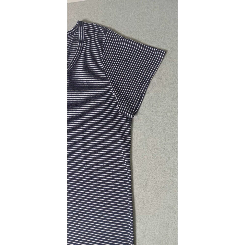 Old Navy Linen Blend Maxi Tshirt Dress XXL Navy Blue Stripes Coastal Nautical - Picture 4 of 11